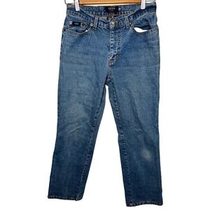 IZOD Jeans Petite Stretch Medium Wash Straight Leg Denim‎ Blue 4P